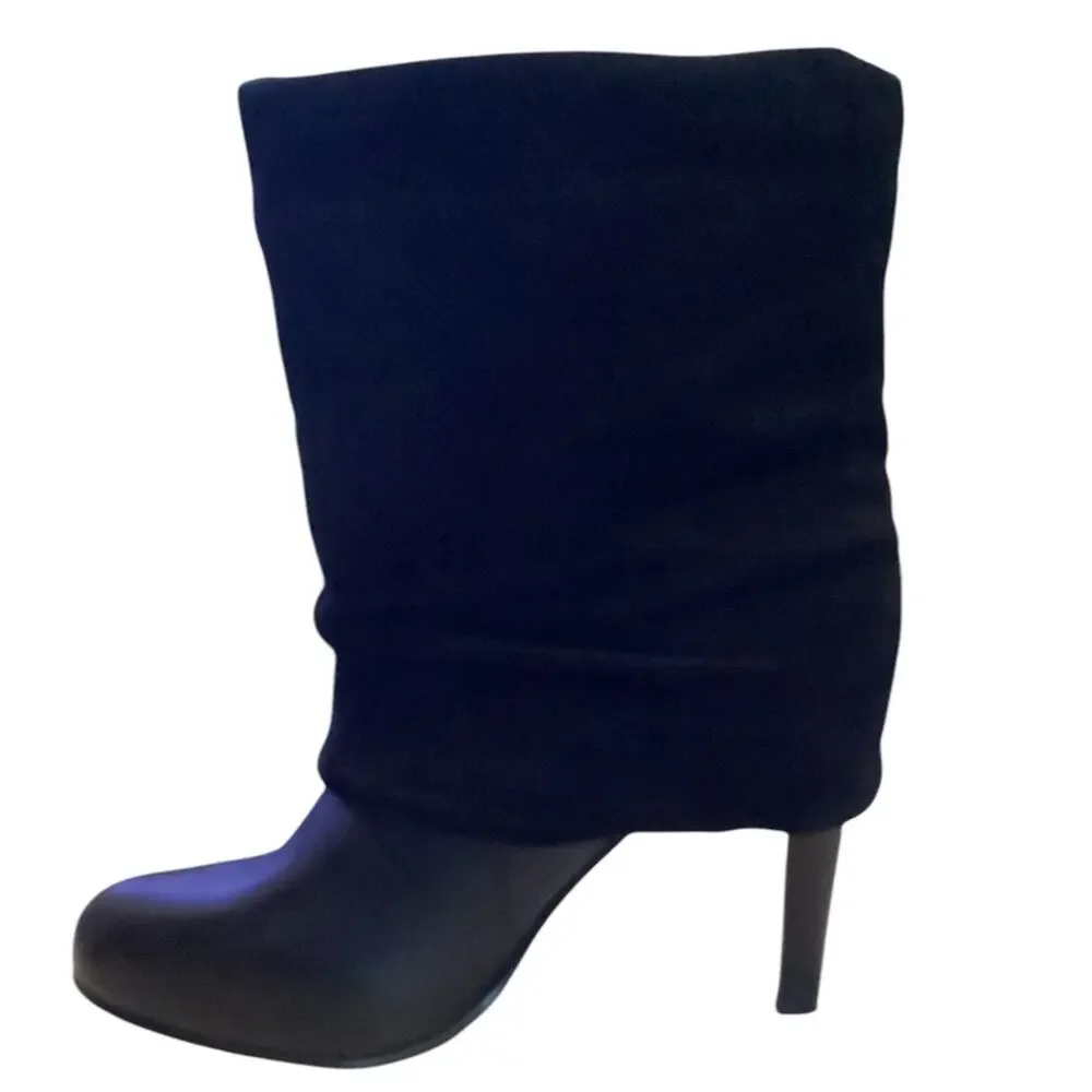 Franco Sarto Women's Black Ankle Booties Fold-Over Block Heel Size‎ 8 M